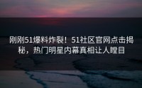 刚刚51爆料炸裂！51社区官网点击揭秘，热门明星内幕真相让人瞠目