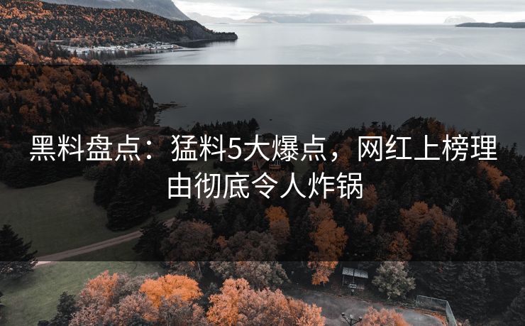 黑料盘点：猛料5大爆点，网红上榜理由彻底令人炸锅