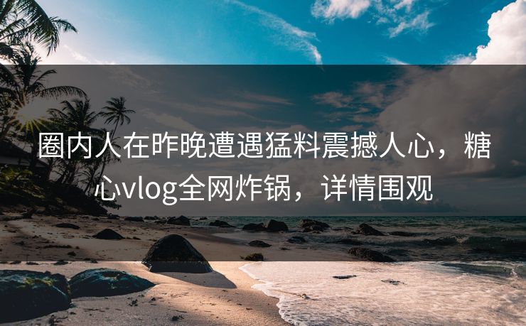 圈内人在昨晚遭遇猛料震撼人心，糖心vlog全网炸锅，详情围观